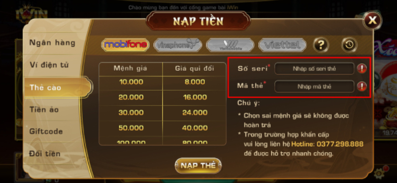 Nạp tiền iWin