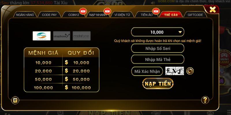 Nạp Tiền Qua Ví Điện Tử